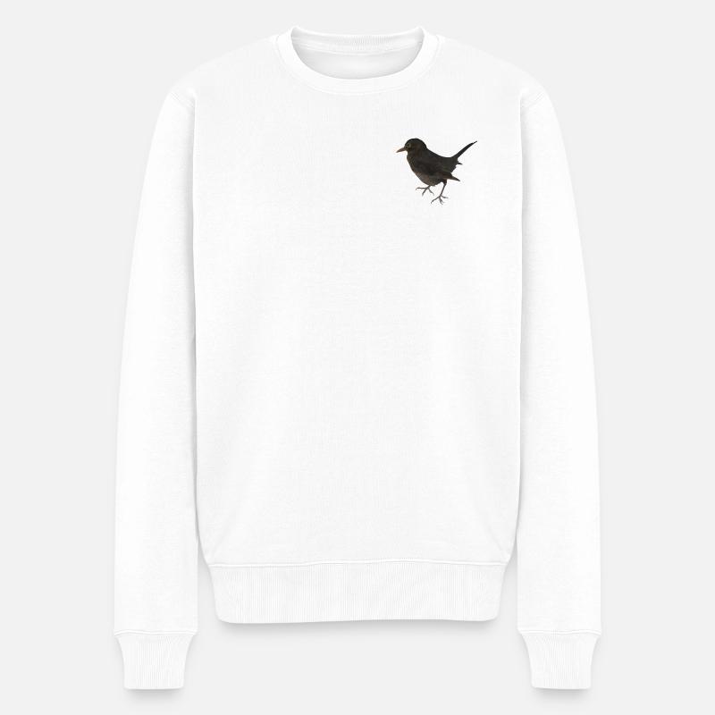 Amsel - Männer Premium Bio Pullover - Weiß