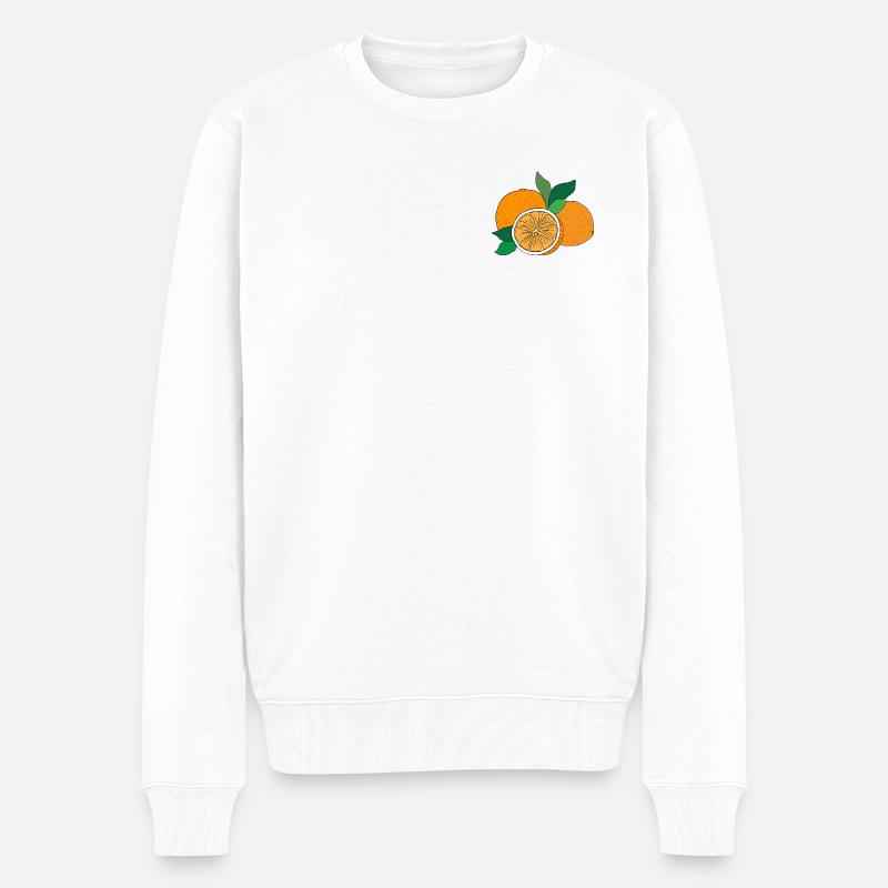 orangefarbener Druck - Männer Premium Bio Pullover - Weiß