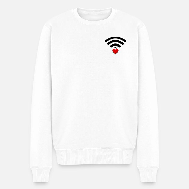 Cœur WiFi noir et rouge - Pull Premium bio Homme - blanc