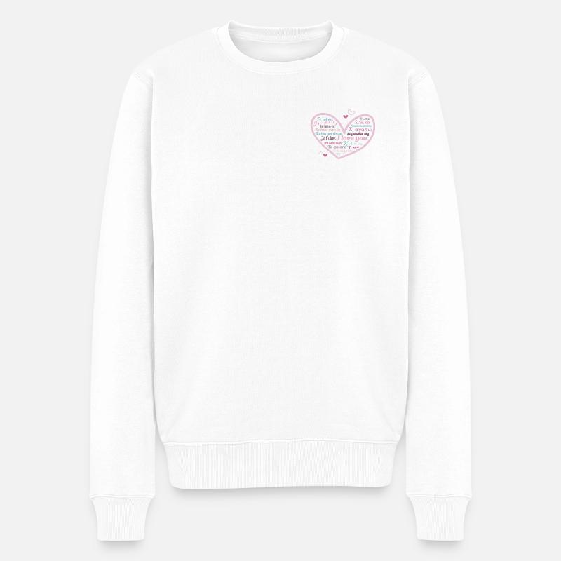 Ich liebe Dich - international - Männer Premium Bio Pullover - Weiß