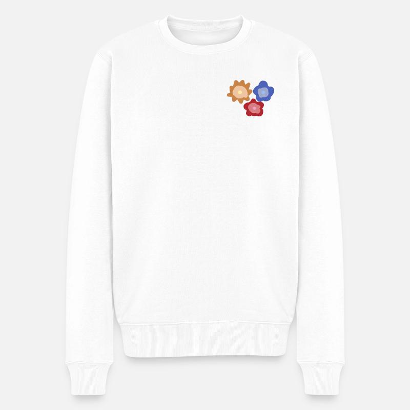 Cercles de fleurs abstraits - Pull Premium bio Homme - blanc