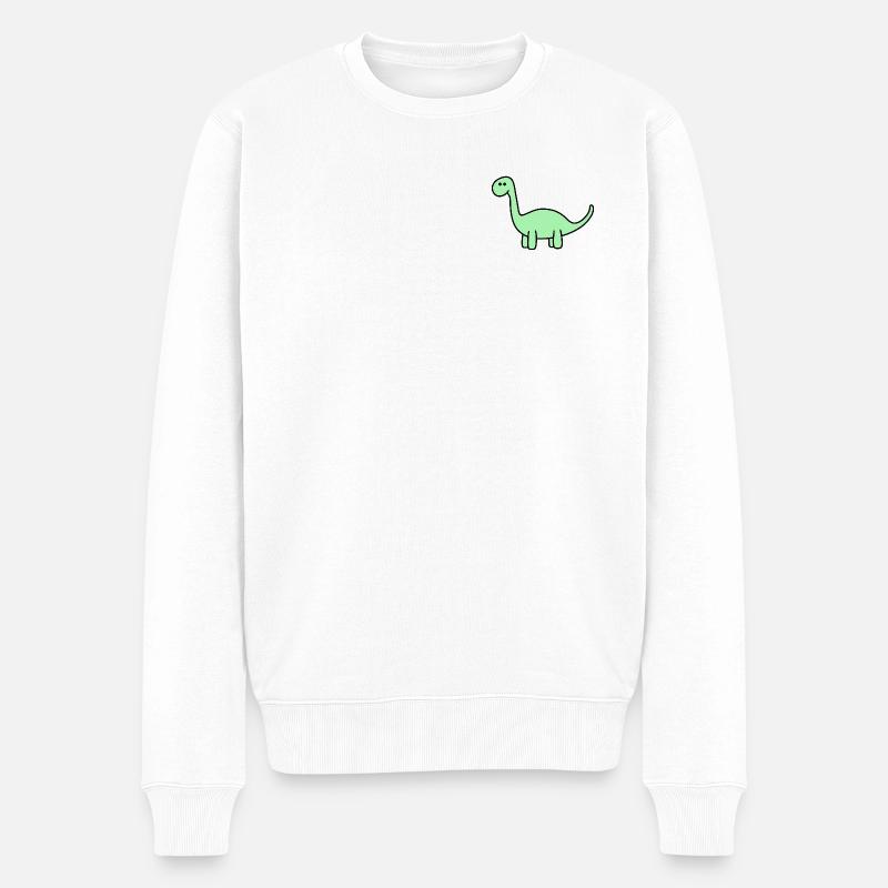 Dino - Männer Premium Bio Pullover - Weiß