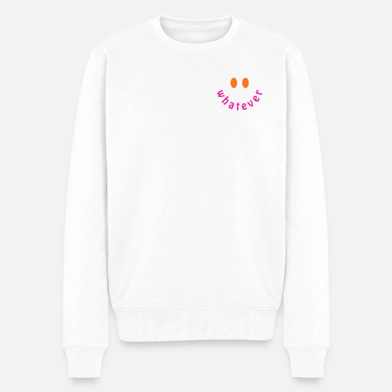 Whatever Smile - Lustiges Y2K Statement Design - Männer Premium Bio Pullover - Weiß