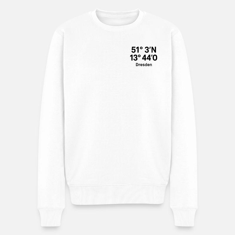 Dresden Koordinaten Design - Männer Premium Bio Pullover - Weiß