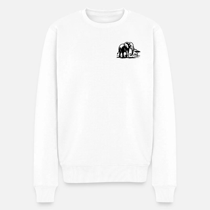 Silhouette d’éléphant de savane - Pull Premium bio Homme - blanc