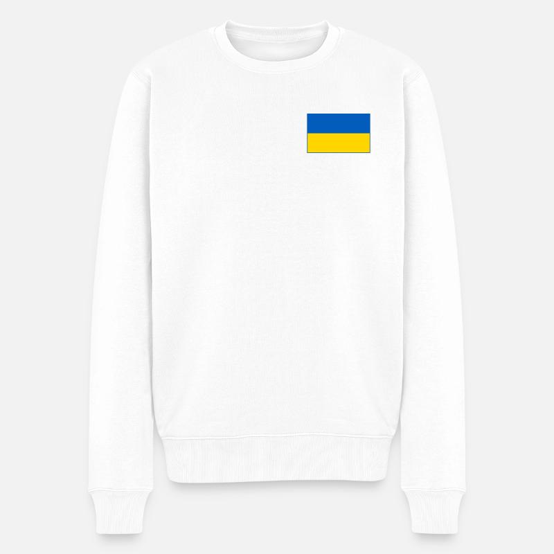 Drapeau de l’Ukraine contour bleu - Pull Premium bio Homme - blanc