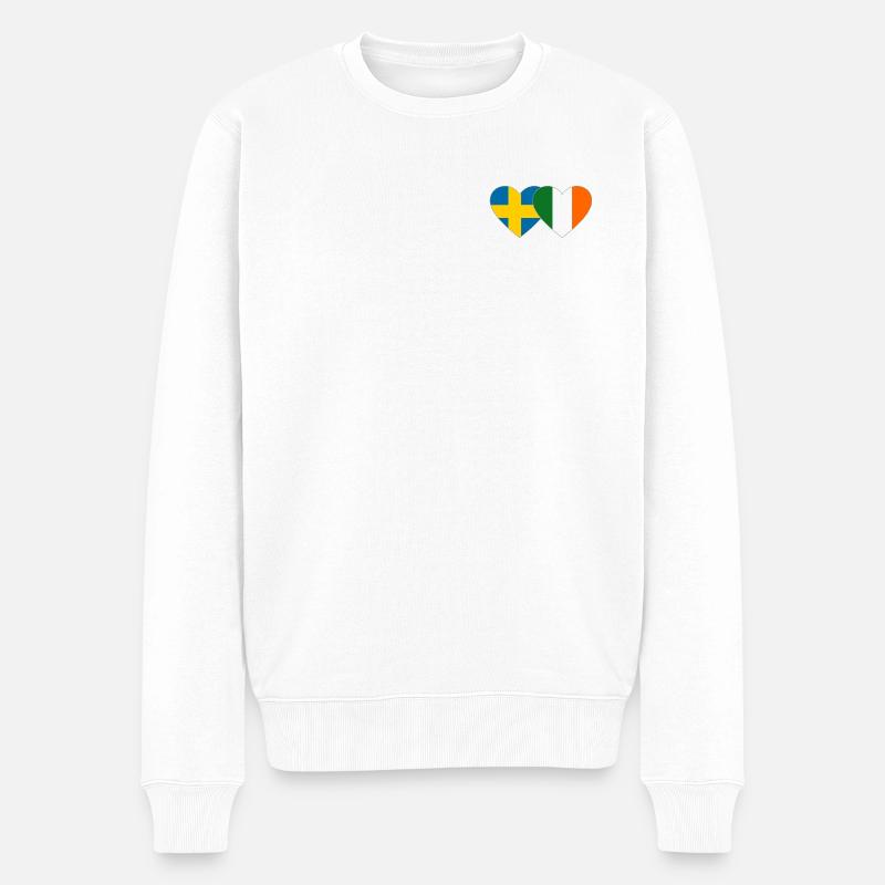 Schweden Irland Flagge Herz - Männer Premium Bio Pullover - Weiß