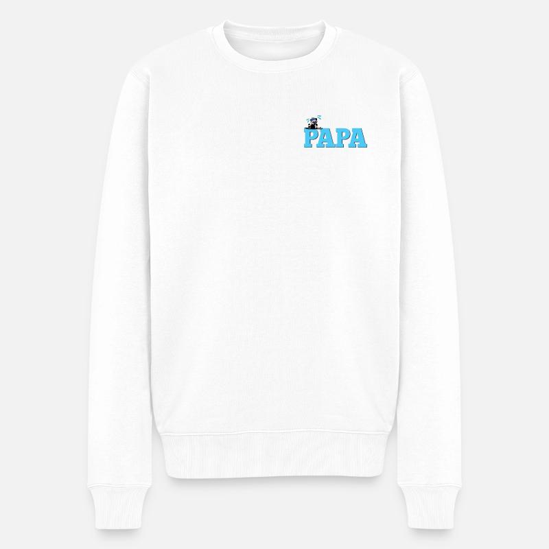 Wintersportler Papa Skifahrer - Männer Premium Bio Pullover - Weiß