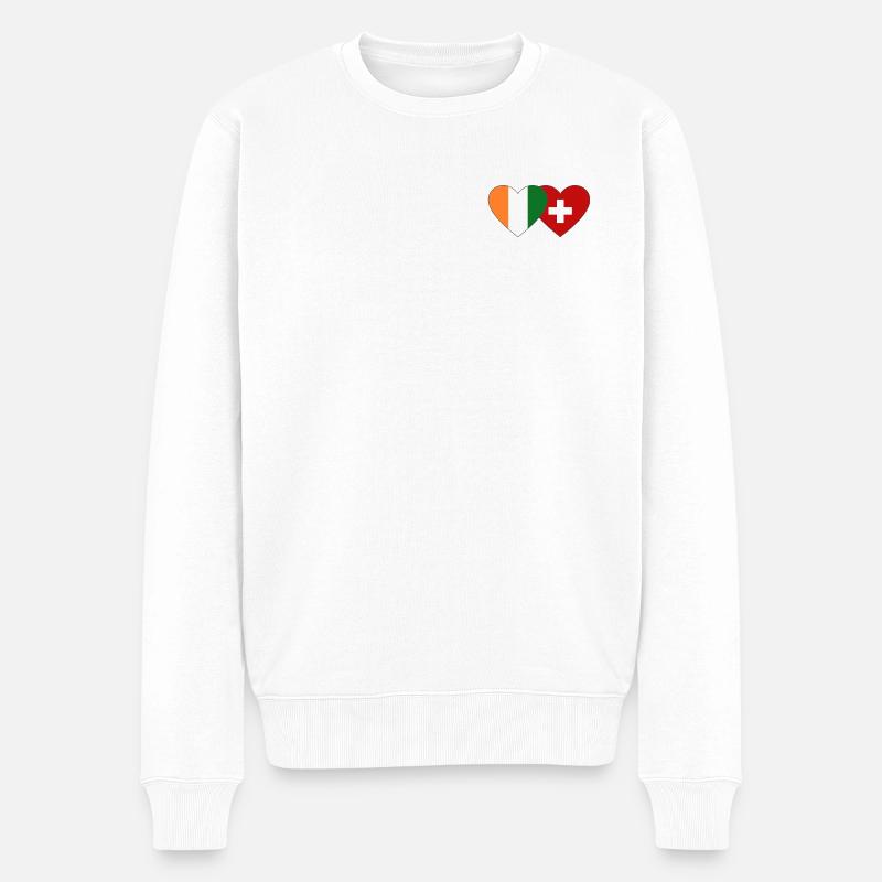 Elfenbeinküste Schweiz Flagge Herz - Männer Premium Bio Pullover - Weiß