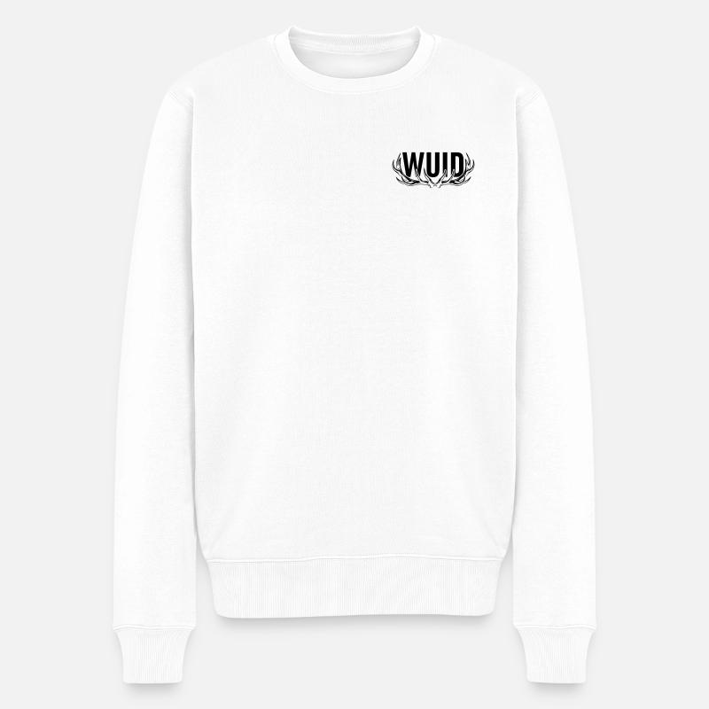 WUID – Modernes bayerisches Design mit Geweih - Männer Premium Bio Pullover - Weiß