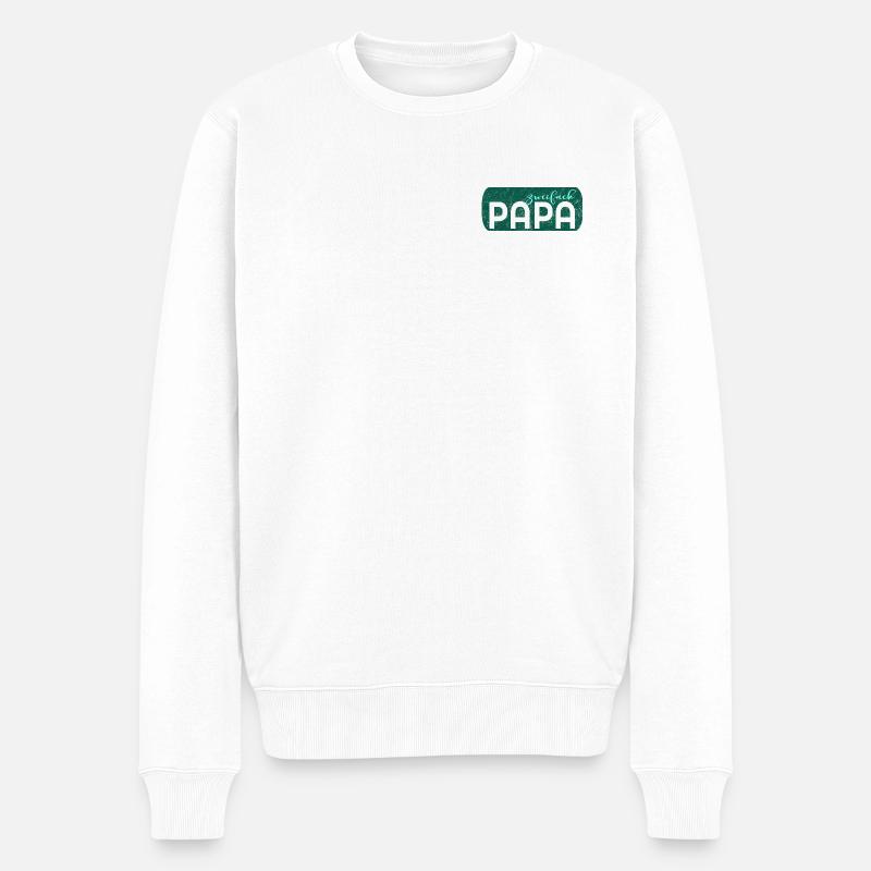 Zweifach Vater Papa - Männer Premium Bio Pullover - Weiß