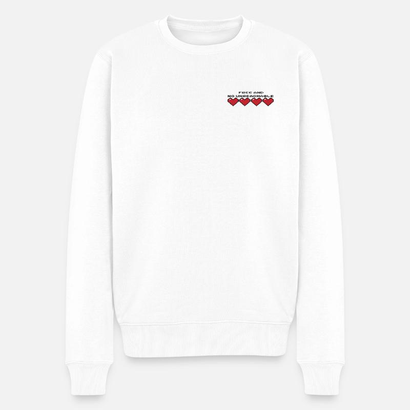 Cœurs Pixel Art Retro - Pull Premium bio Homme - blanc
