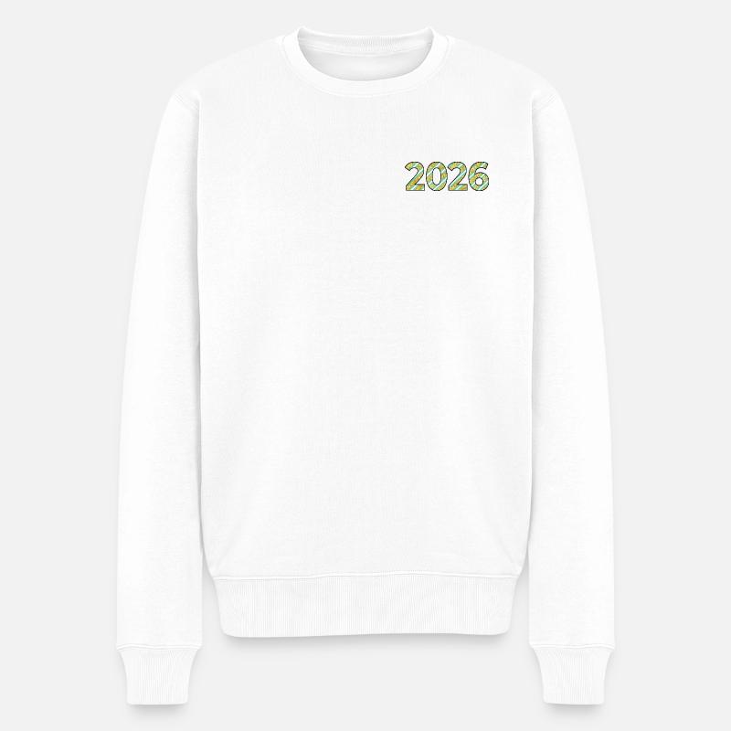 Année 2026 Chiffres Modèle - Pull Premium bio Homme - blanc