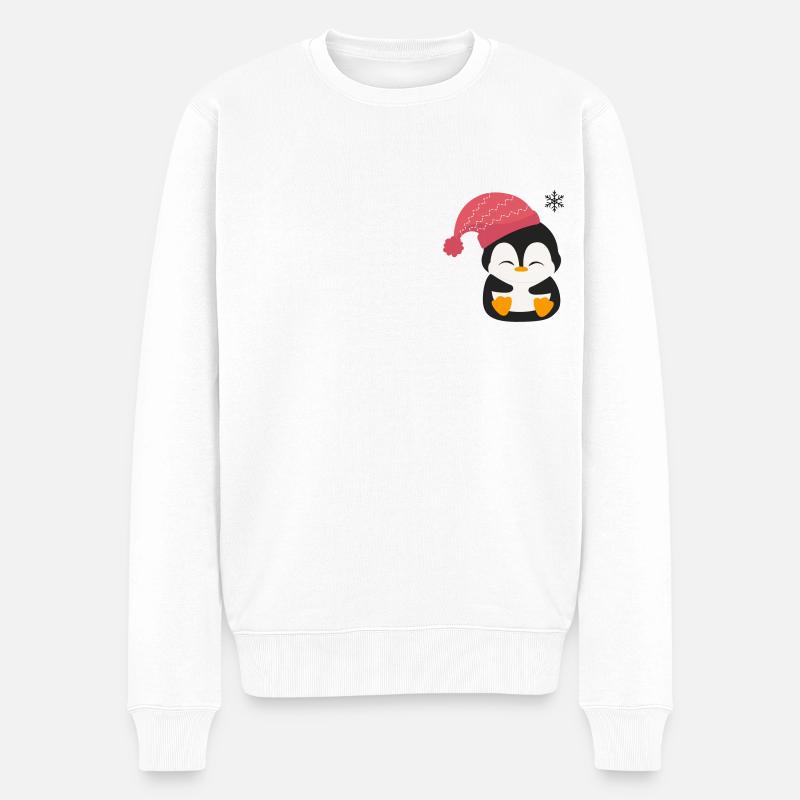 Pinguin - Männer Premium Bio Pullover - Weiß