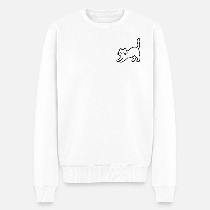 Katzen Silhouette - Männer Premium Bio Pullover - Weiß