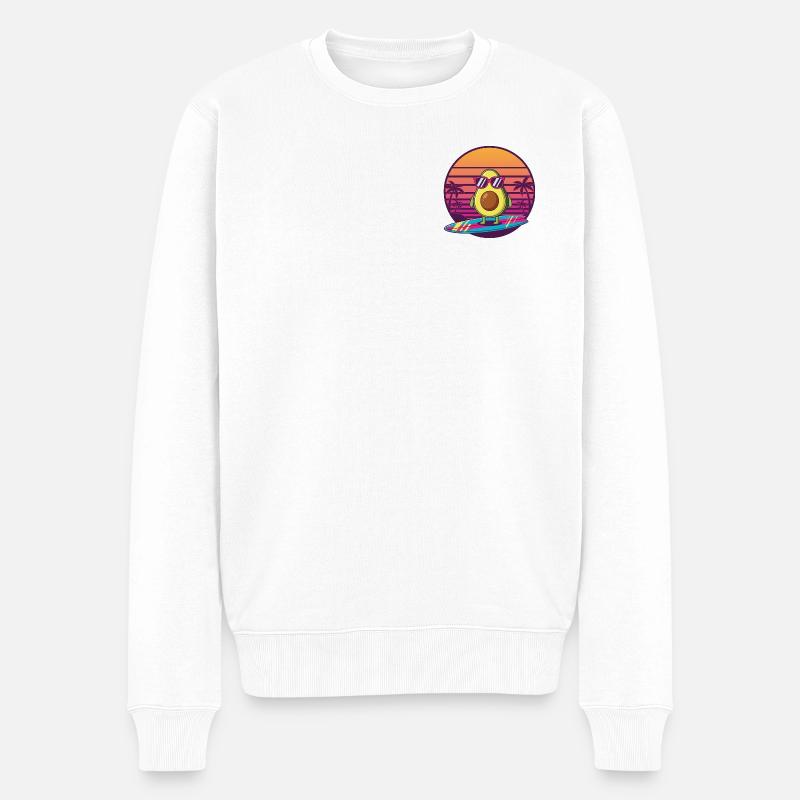 Avocado 80s Sunset - Männer Premium Bio Pullover - Weiß