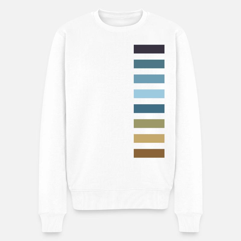 Blaubrauntöne - Männer Premium Bio Pullover - Weiß