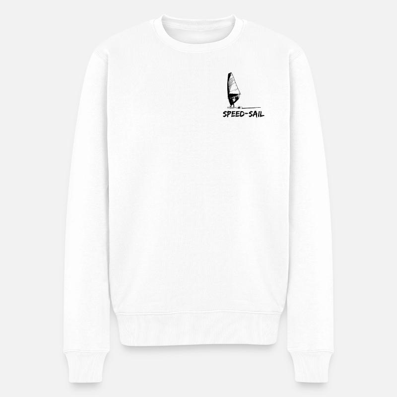 Speed Sail Board Silhouette - Männer Premium Bio Pullover - Weiß