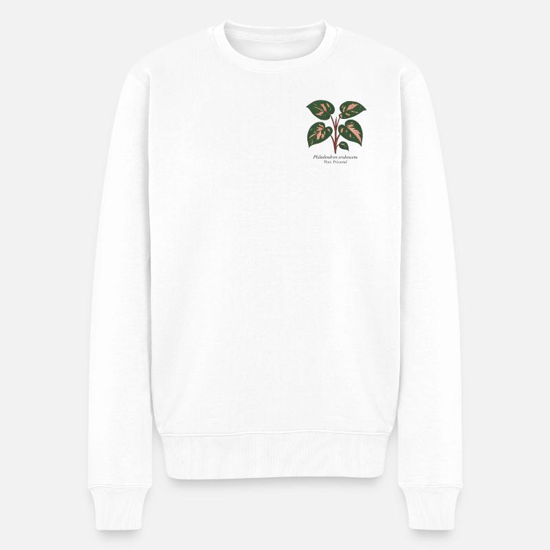 stylische Pflanze - Philodendron Pink Princess - Männer Premium Bio Pullover - Weiß