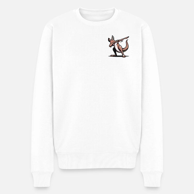 Dabbing Kangaru - Männer Premium Bio Pullover - Weiß