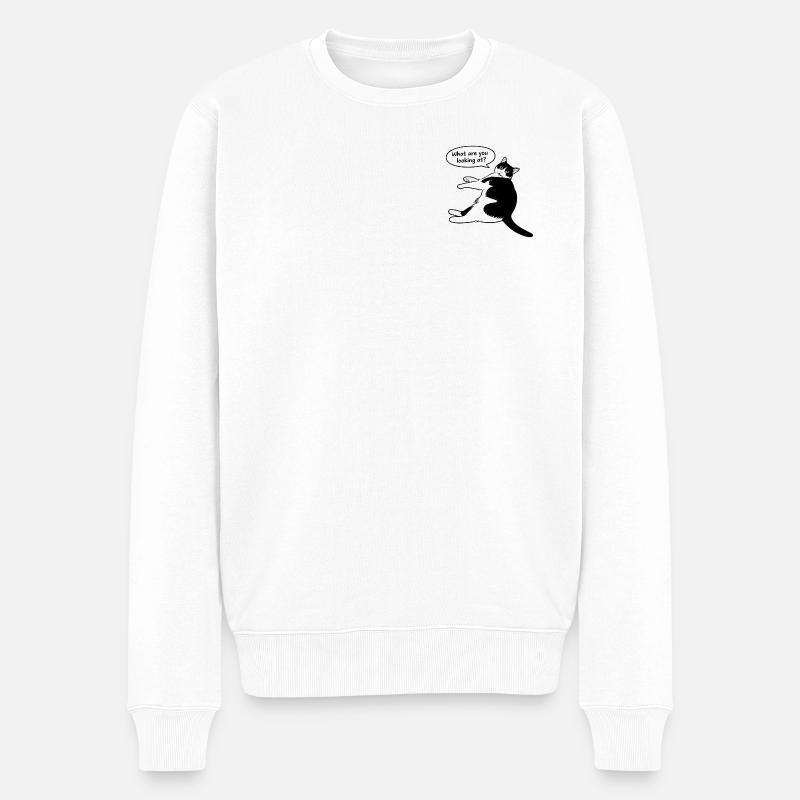 What are you looking at? - Männer Premium Bio Pullover - Weiß