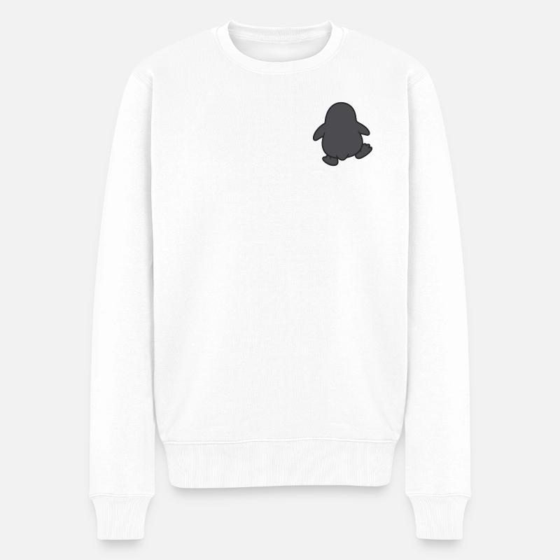 Lustiger watschelnder dicker Pinguin - Männer Premium Bio Pullover - Weiß