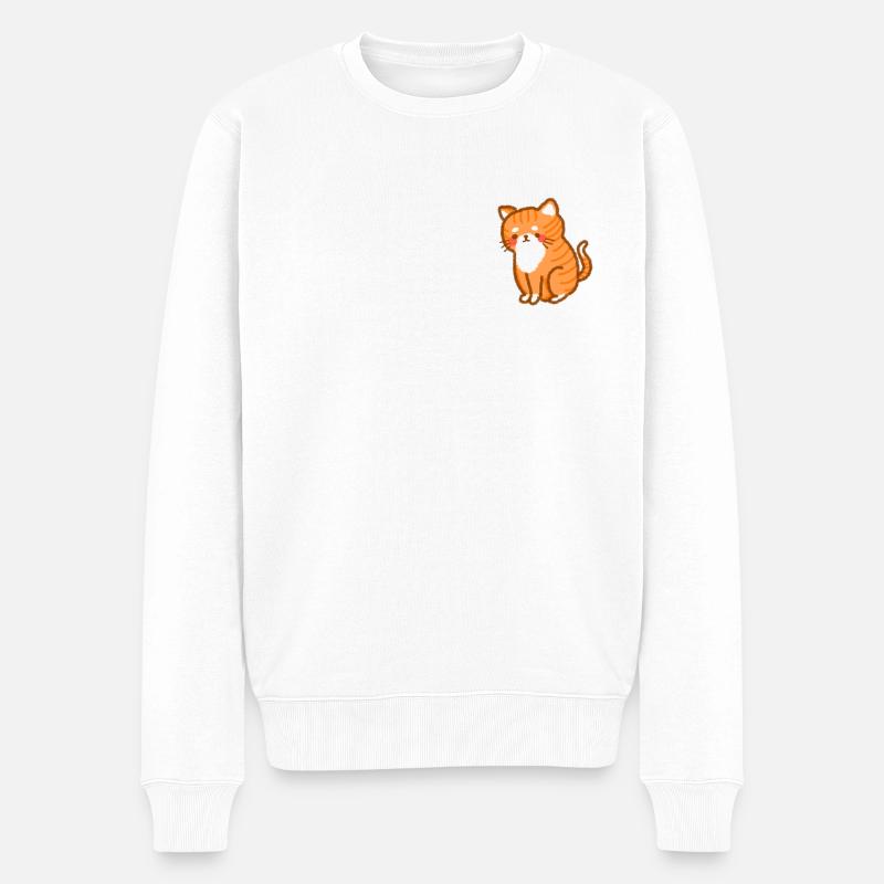 chat roux - Pull Premium bio Homme - blanc