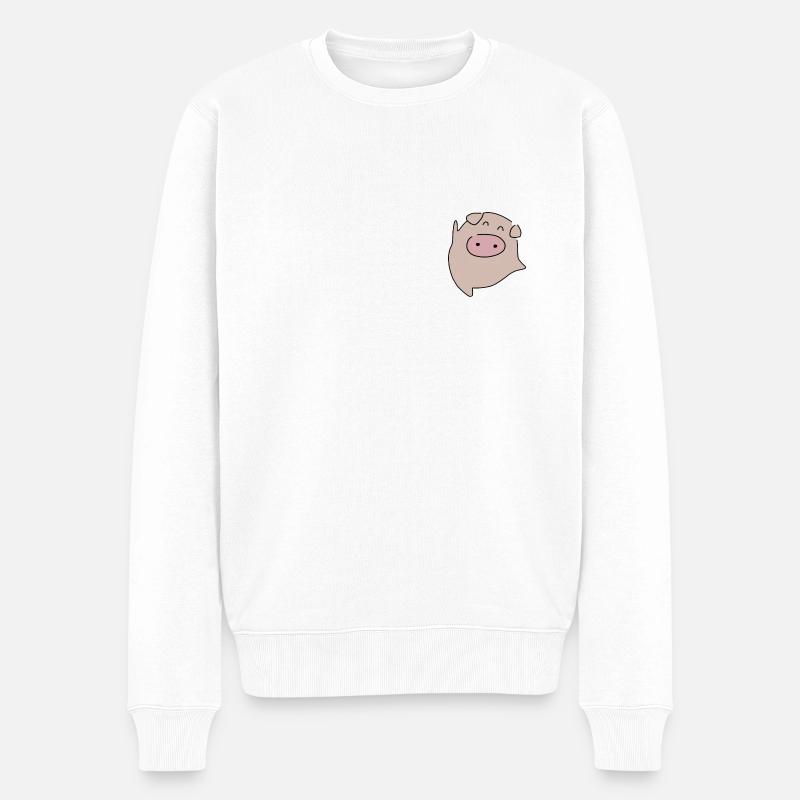 Schweinchen Lucky Pork - Männer Premium Bio Pullover - Weiß