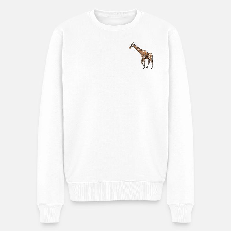 Giraffe - Männer Premium Bio Pullover - Weiß