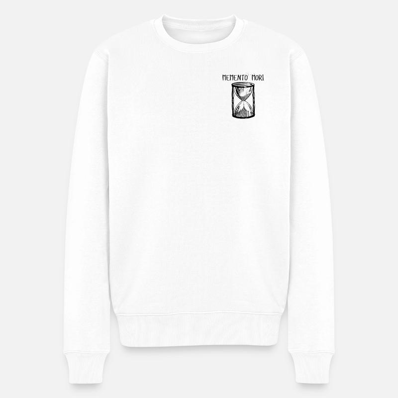 Memento Mori (Sanduhr) - Männer Premium Bio Pullover - Weiß