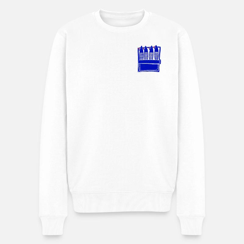 Sardines endormies, design mignon français - Pull Premium bio Homme - blanc