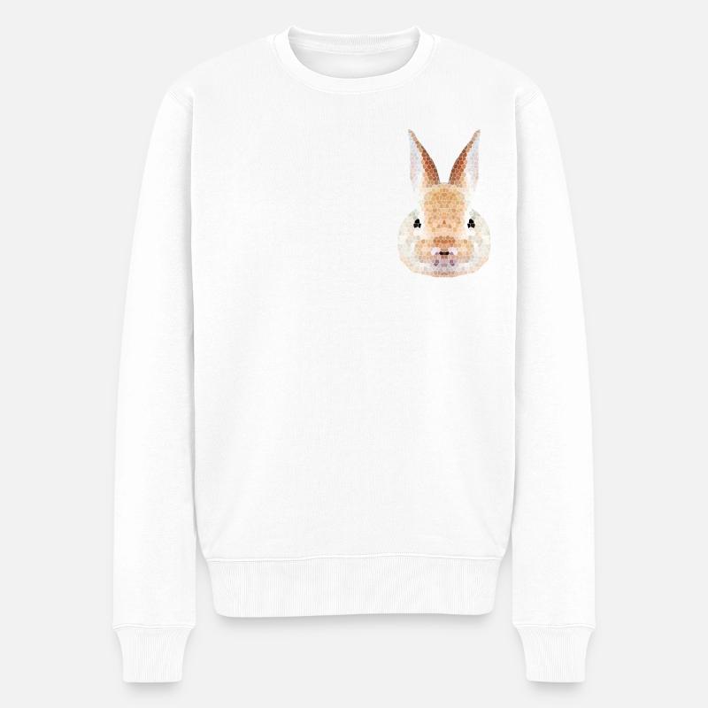 Hase Polygon – Low Poly - Männer Premium Bio Pullover - Weiß