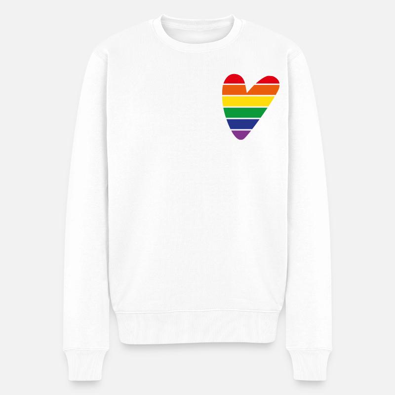 Rainbow Heart - Männer Premium Bio Pullover - Weiß