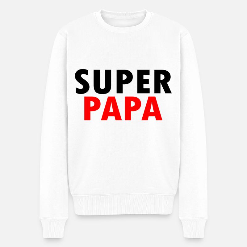 Superpapa - Männer Premium Bio Pullover - Weiß
