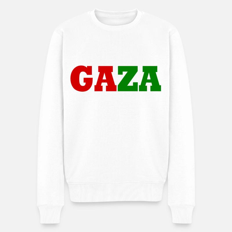 Free Gaza - Männer Premium Bio Pullover - Weiß