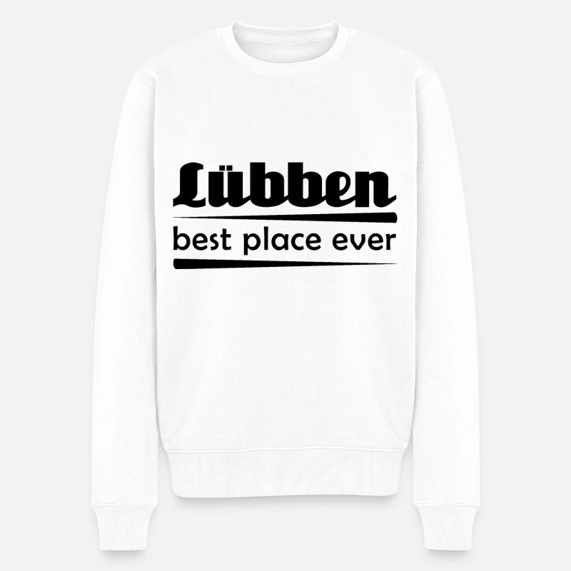 Lübben - Stadt best place ever - Männer Premium Bio Pullover - Weiß