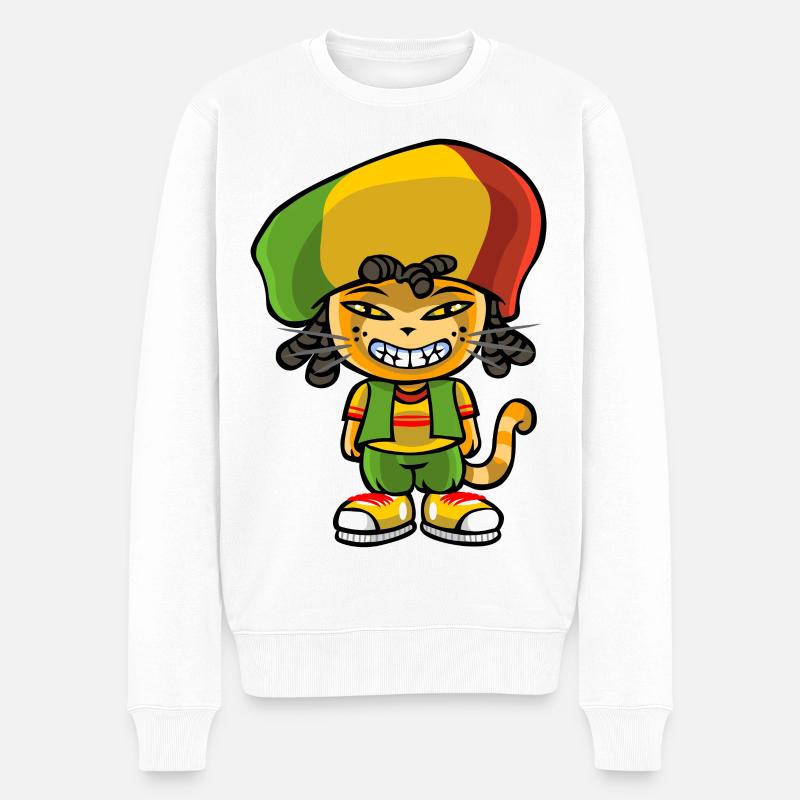 Reggae chat - Pull Premium bio Homme - blanc