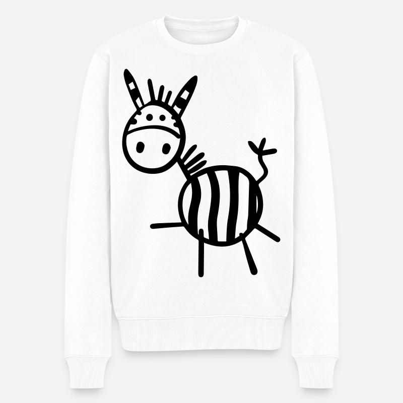 Funny Zebra - Männer Premium Bio Pullover - Weiß