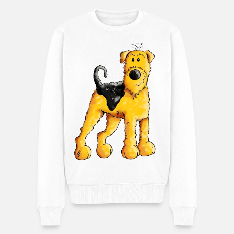 Drôle Airedale Terrier - Chien - Cadeau - Pull Premium bio Homme - blanc