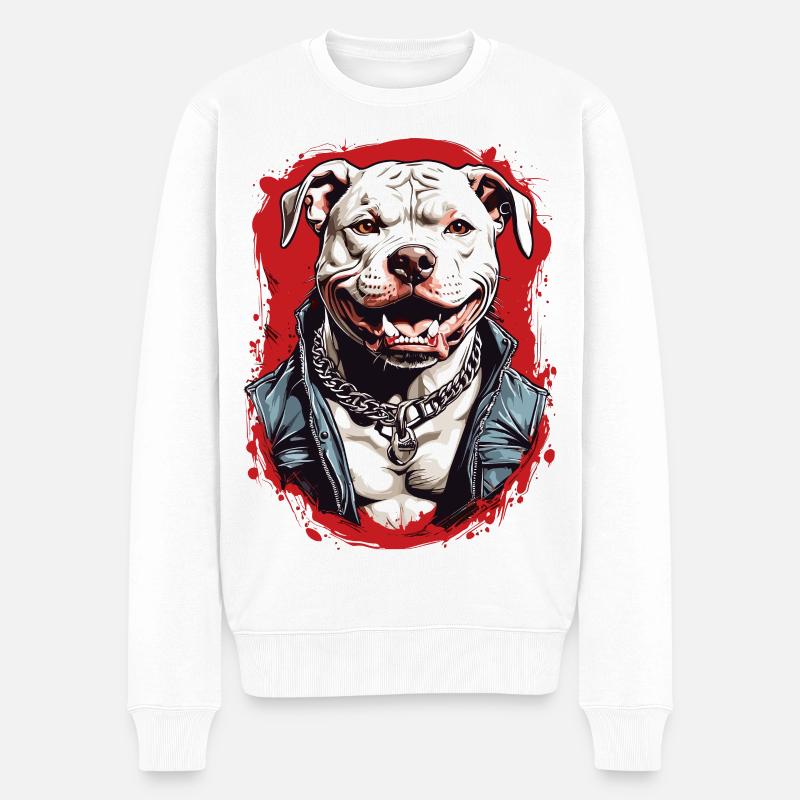 Race de chien Pitbulls - Pull Premium bio Homme - blanc
