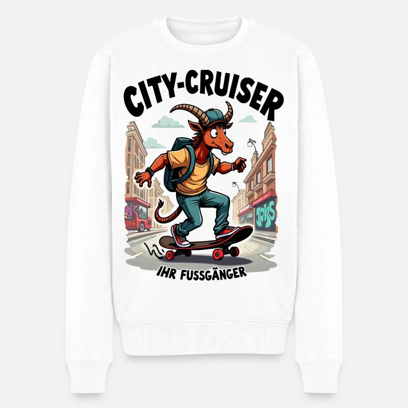 Skater-Ziege - Männer Premium Bio Pullover - Weiß