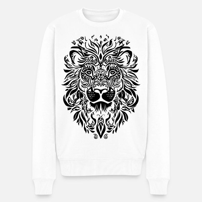Visage de Mandala Lion - Pull Premium bio Homme - blanc