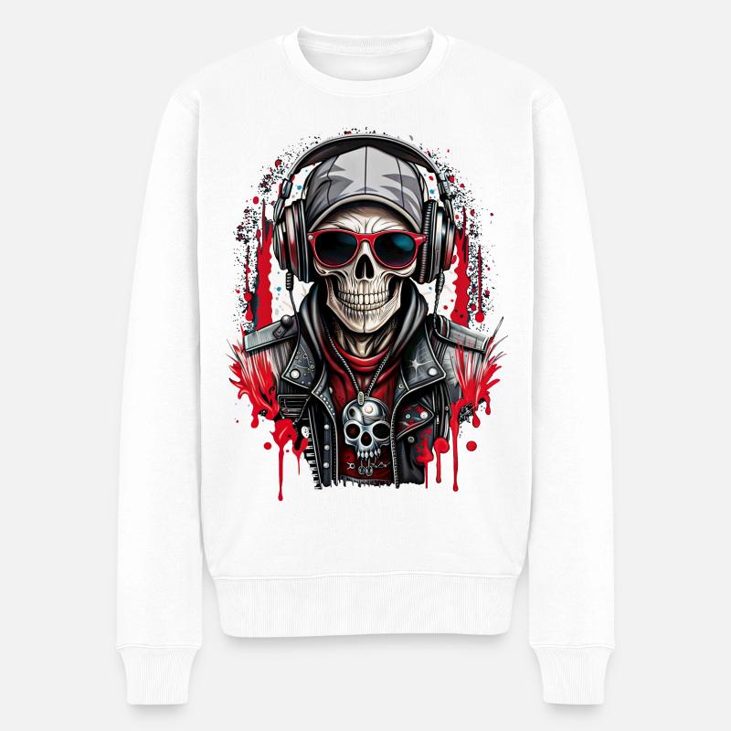 Skull Kopfhörer & Skull Rock Schwimmbrille - Männer Premium Bio Pullover - Weiß