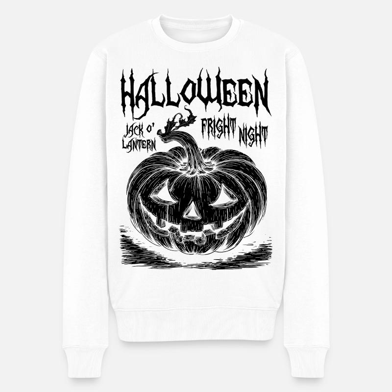 Halloween Jack O’Lantern Noir Design - Pull Premium bio Homme - blanc