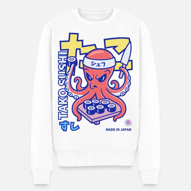 Sushi Oktopus Chef - Männer Premium Bio Pullover - Weiß