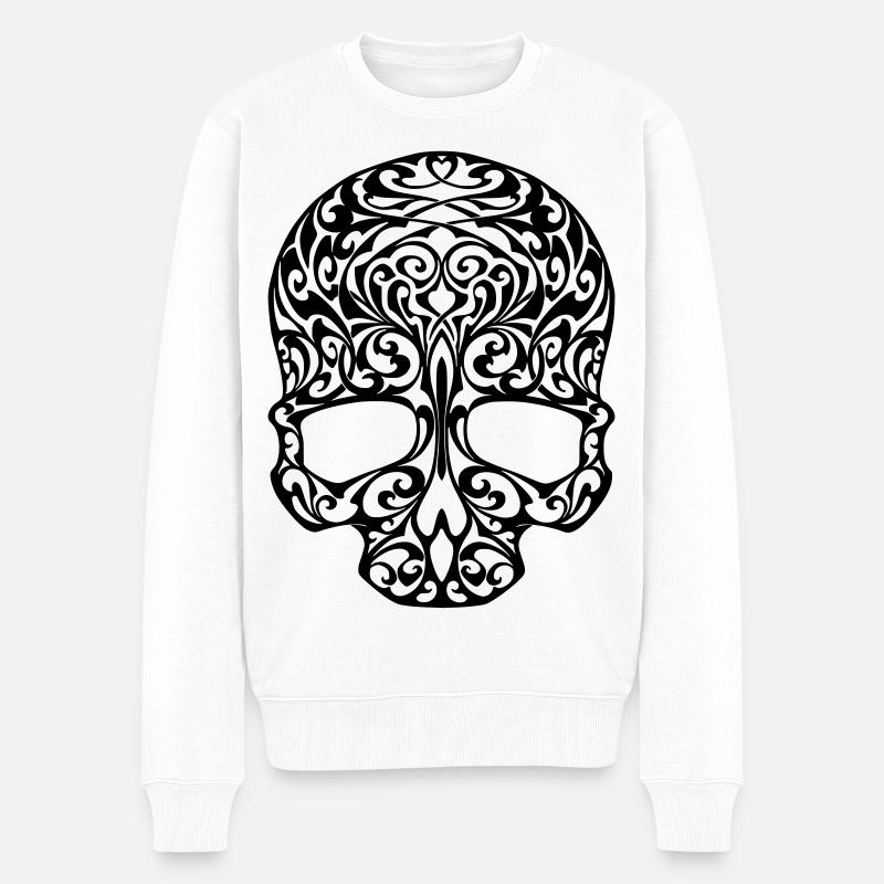 skull tribal - Pull Premium bio Homme - blanc