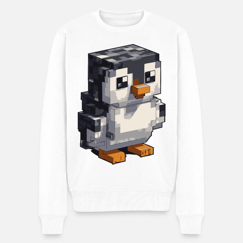 Mignon pingouin pixel - Pull Premium bio Homme - blanc