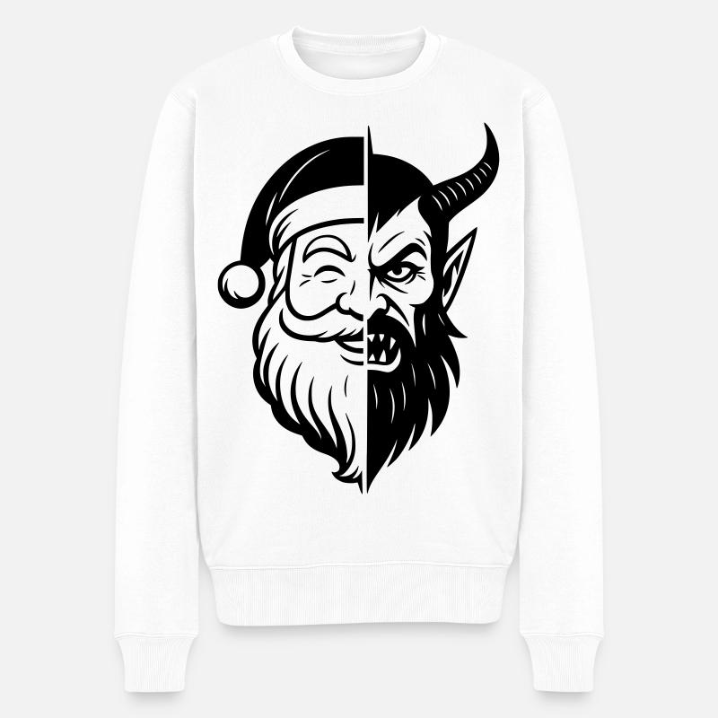 Weihnachtsmann und Weihnachtsmann Peitscher - Männer Premium Bio Pullover - Weiß