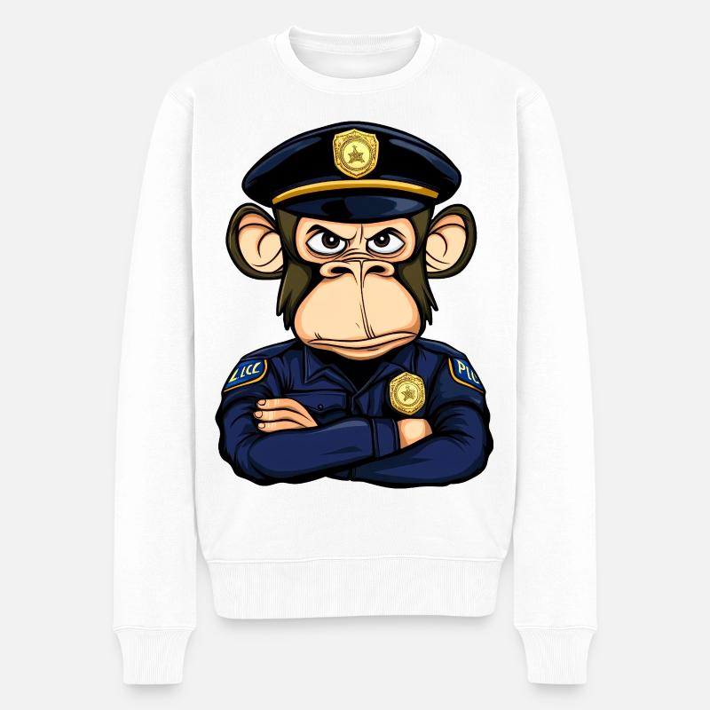 Polizei Affe - Männer Premium Bio Pullover - Weiß