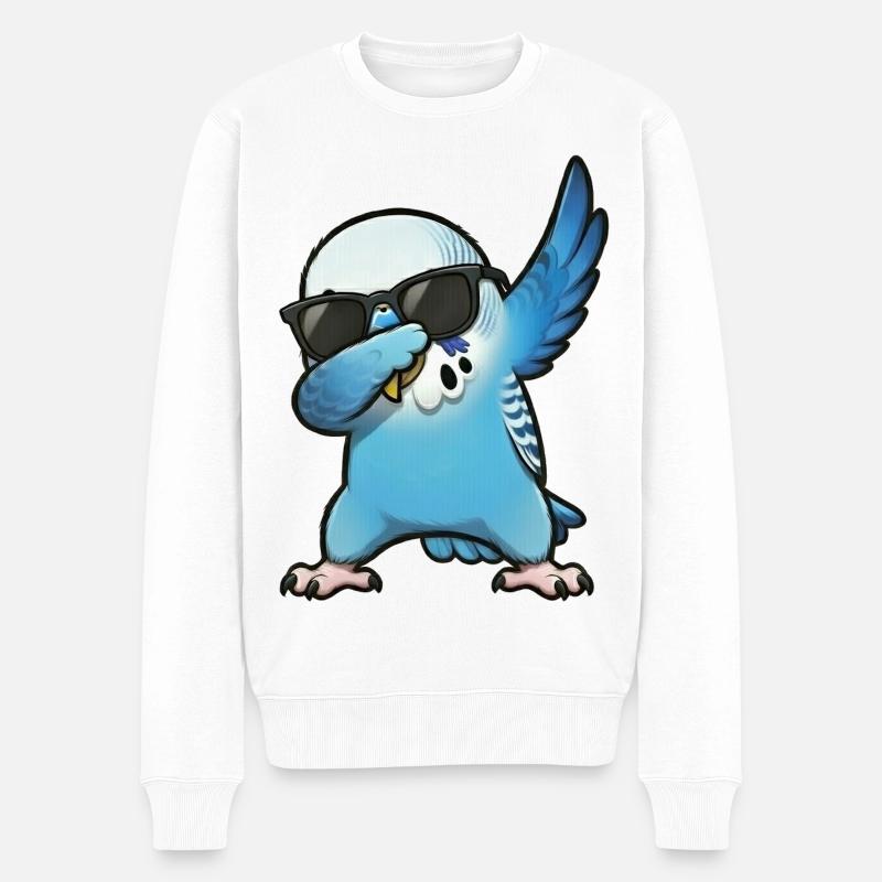 Tamponnement de Budgie Blue - Pull Premium bio Homme - blanc